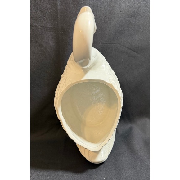 Vintage White Ceramic Swan Planter: Mid-century Cottagecore  Vintage White Ceramic Swan Planter Glossy Grandmillennial Cottagecore MCM